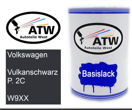 Volkswagen, Vulkanschwarz P. 2C, W9XX: 500ml Lackdose, von ATW Autoteile West.